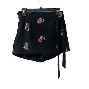 Endless Rose Skort Black Flowers Embroidered Size S